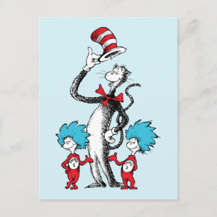 Cartão Postal Dr. Seuss   Gato de Chapéu, Coisa Um e Coisa Dois