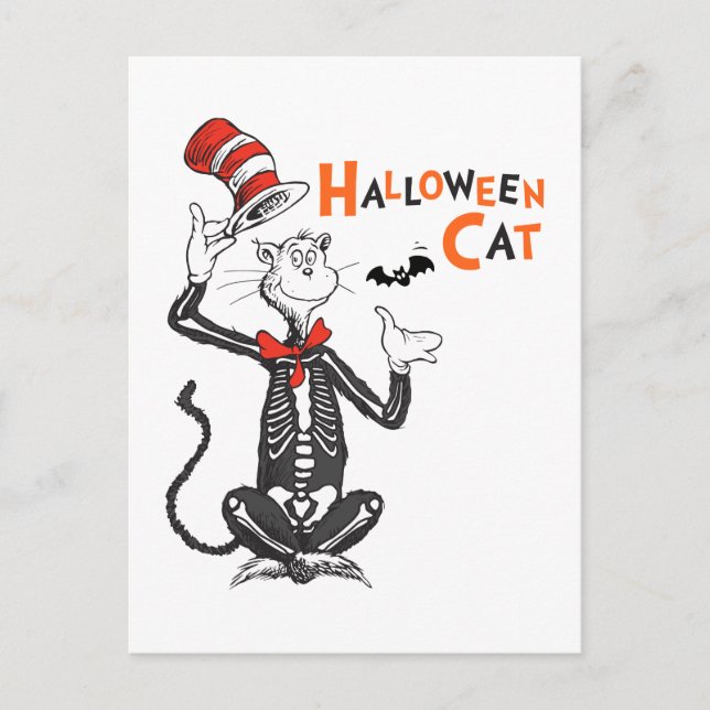 Cartão Postal Dr. Seuss | Gato Maluco de Halloween (Frente)