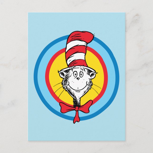 Cartão Postal Dr. Seuss | Gráfico da Cabeça do Gato no Chapéu (Frente)