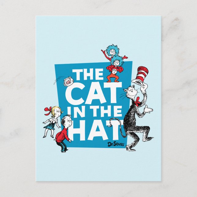 Cartão Postal Dr. Seuss | Logotipo do Gato no Chapéu - Personage (Frente)