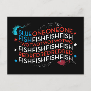 Cartão Postal Dr. Seuss   Peixe Vermelho Peixe Azul Gráfico da B