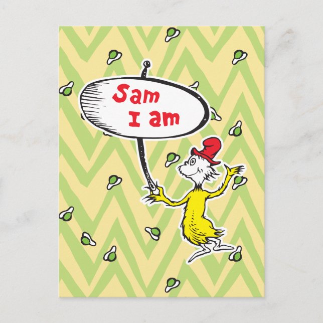 Cartão Postal Dr. Seuss | Sam-I-Am Segurando Placa (Frente)