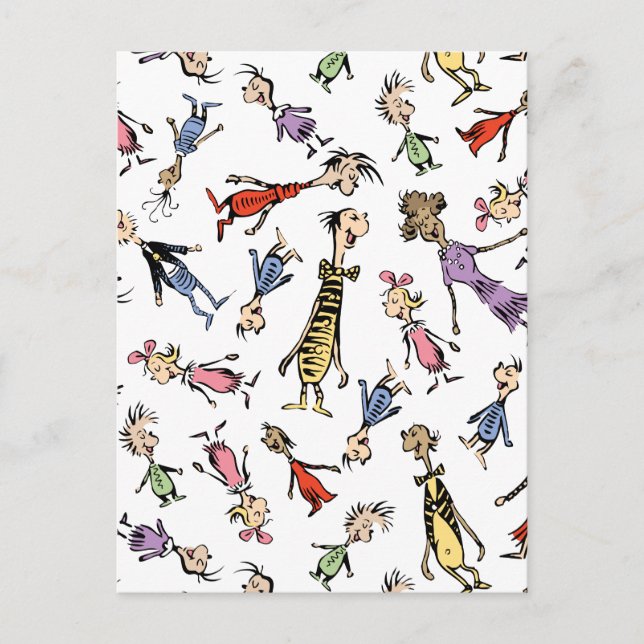 Cartão Postal Dr. Seuss Whoville Characters Festive Pattern (Frente)