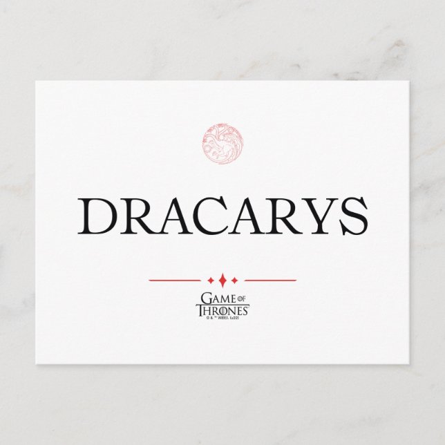 Cartão Postal Dracarys (Frente)