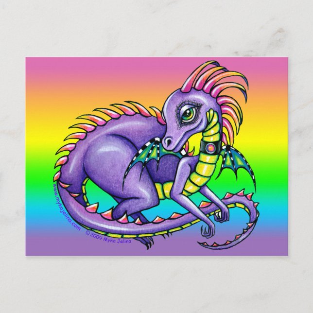 Cartão postal "Draco" Cute Baby Rainbow Dragon (Frente)