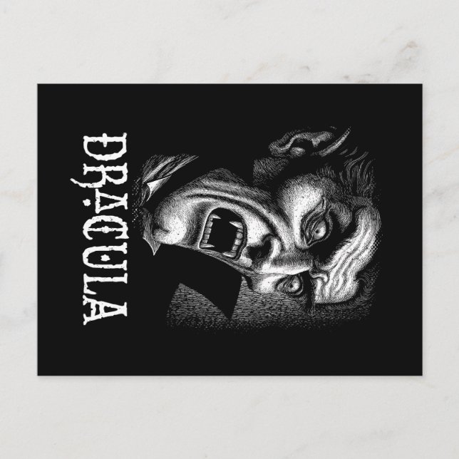 Cartão Postal Dracula Retrato Preto e Branco (Frente)