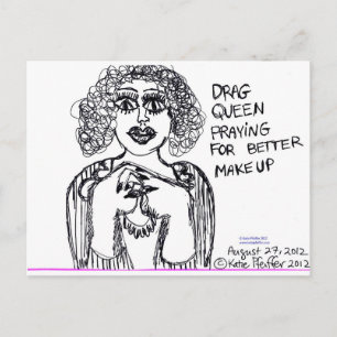 Cartão Postal Drag Queen Procurando Melhor Maquiagem
