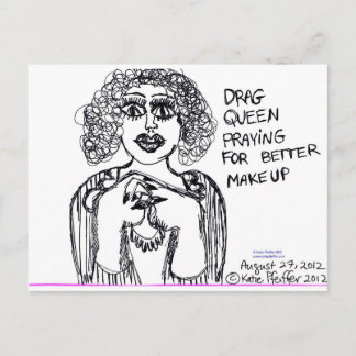 Cartão Postal Drag Queen Procurando Melhor Maquiagem