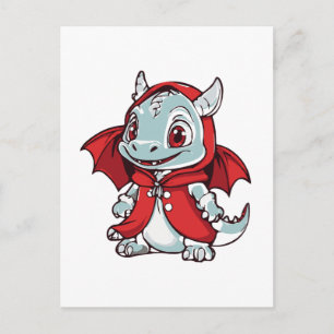 Cartão Postal Dragão Albino em Vermelho