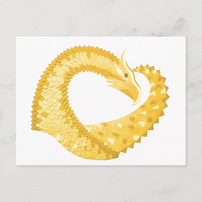 Cartão Postal Dragão amarelo no branco (Frente)