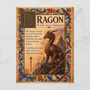 Cartão Postal Dragão, Arte do Bestiário Medieval