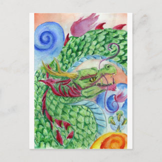 Cartão Postal Dragão Asiático Verde