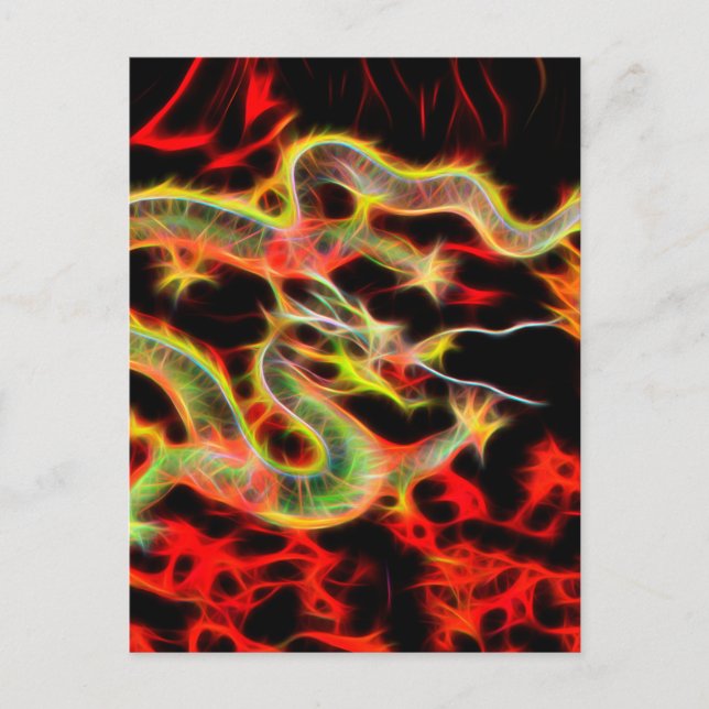 Cartão Postal Dragão atira energia sortuda (Frente)