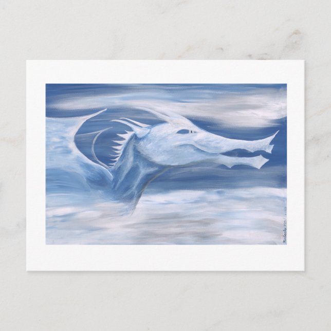 Cartão Postal Dragão Branco e Azul (Frente)