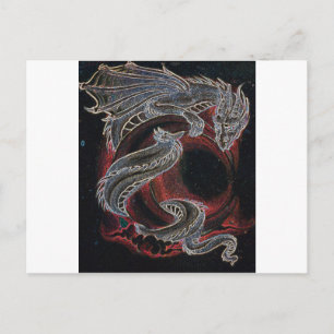 Cartão Postal Dragão Branco, Lua Vermelha em Preto