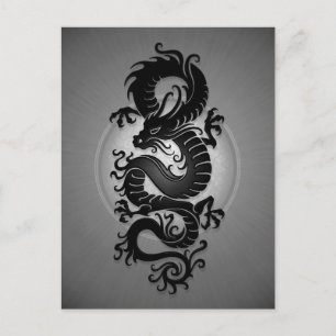 Cartão Postal Dragão Chinês de Burst cinza