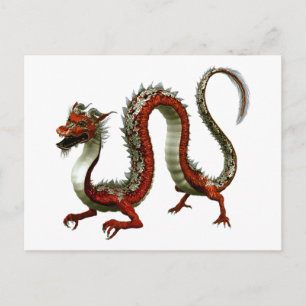 Cartão Postal Dragão Chinês Vermelho