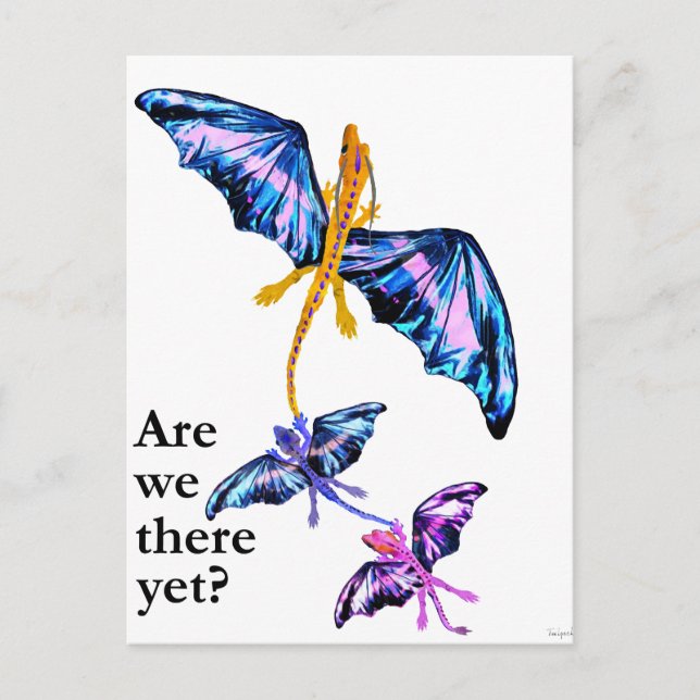 Cartão Postal dragão com dois filhos (Frente)