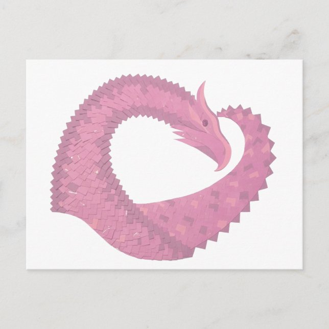 Cartão Postal Dragão cor-de-rosa em branco (Frente)
