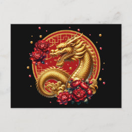 Cartão Postal Dragão de Ano Novo chinês Dourado
