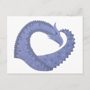 Cartão Postal Dragão de cinza azul em branco