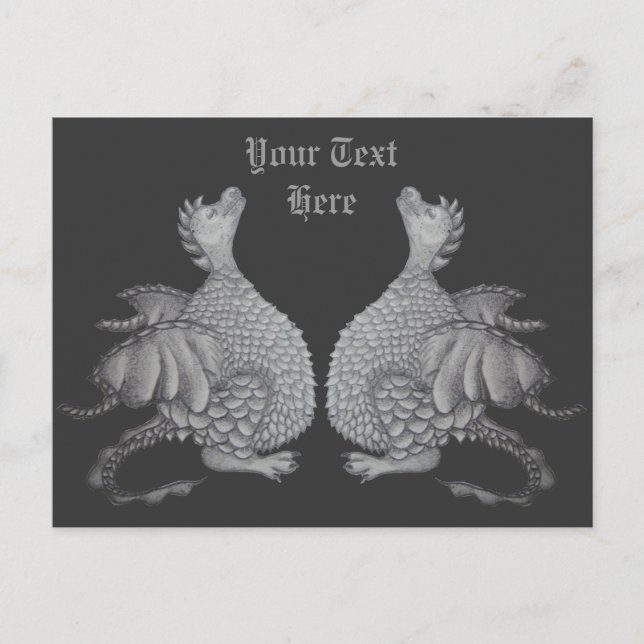 Cartão Postal dragão de cinzas bonitinho da criatura mítica (Frente)