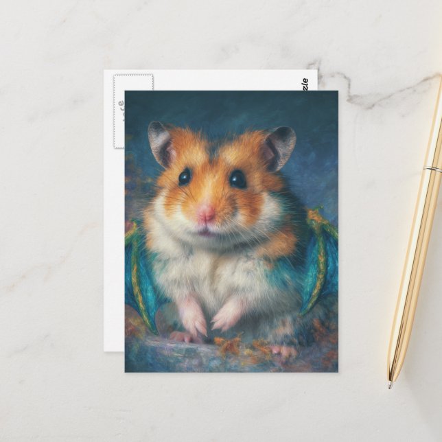 Cartão Postal Dragão de Hamster Adorável (Frente/Verso In Situ)