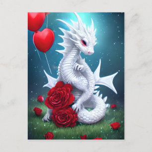Cartão Postal Dragão do Amor do Namorados Branco