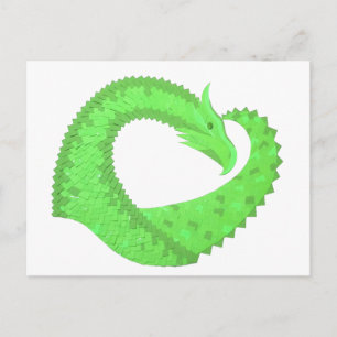 Cartão Postal Dragão do coração do verde limão em branco