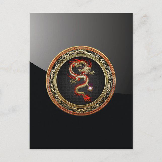Cartão Postal Dragão Dourado Chinês Fucanglong [100] (Frente)