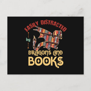Cartão Postal Dragão E Livros