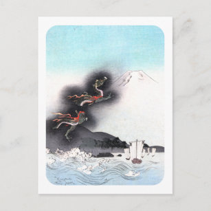 Cartão Postal Dragão e Monte Fuji