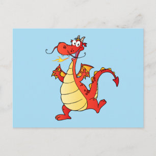 Cartão Postal Dragão Engraçado Feliz