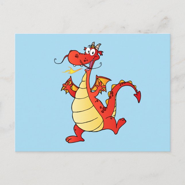 Cartão Postal Dragão Engraçado Feliz (Frente)