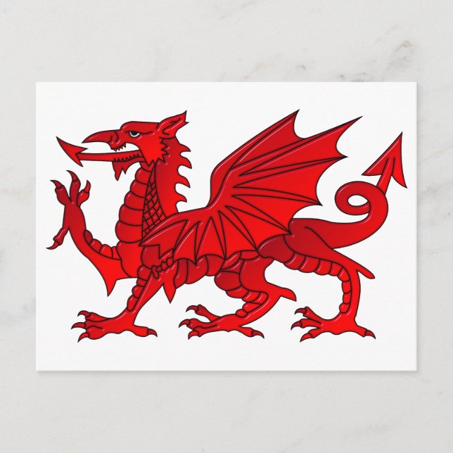 Cartão Postal Dragão Galês Com Efeito de Chanfro (Frente)