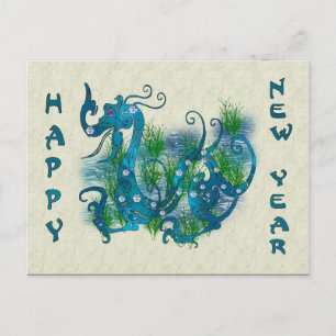 Cartão Postal Dragão Jeweled azul