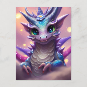 Cartão Postal Dragão Menina Azul