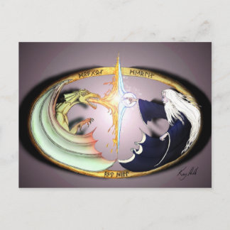 Cartão Postal Dragão & Merlin