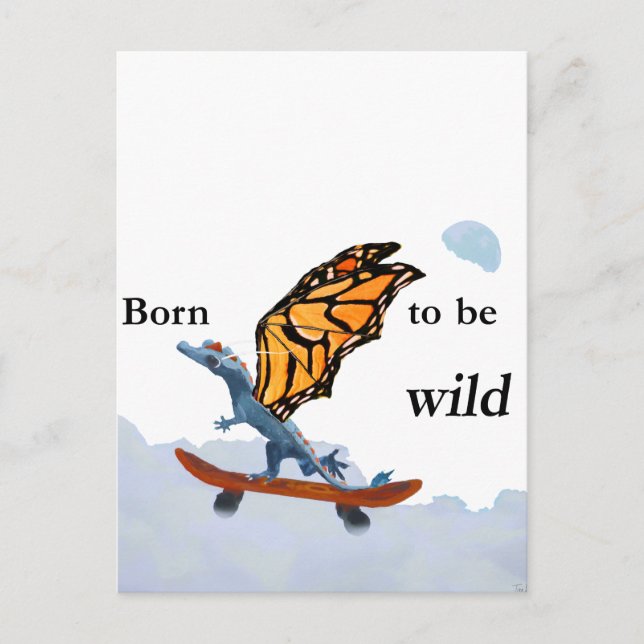 Cartão Postal Dragão no skate (Frente)