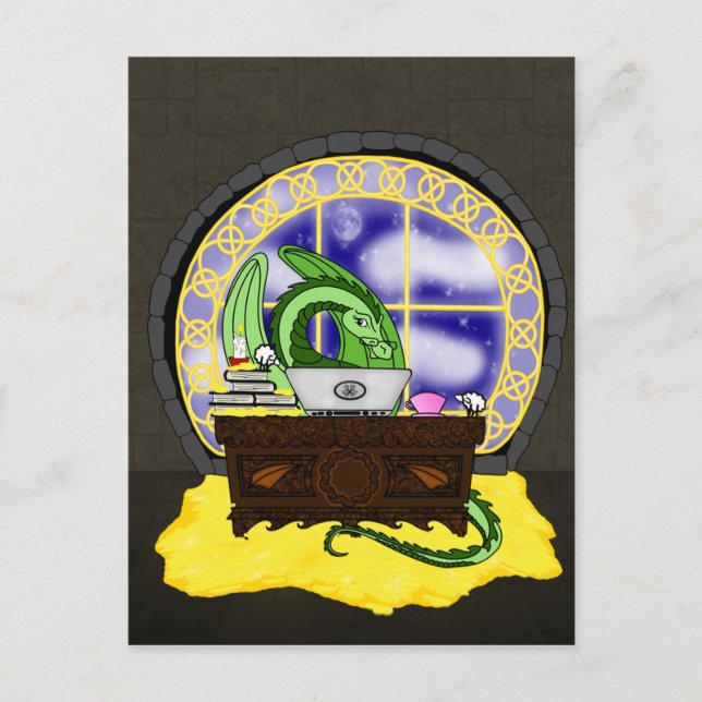 Cartão Postal Dragão nunca do sono no trabalho (Frente)