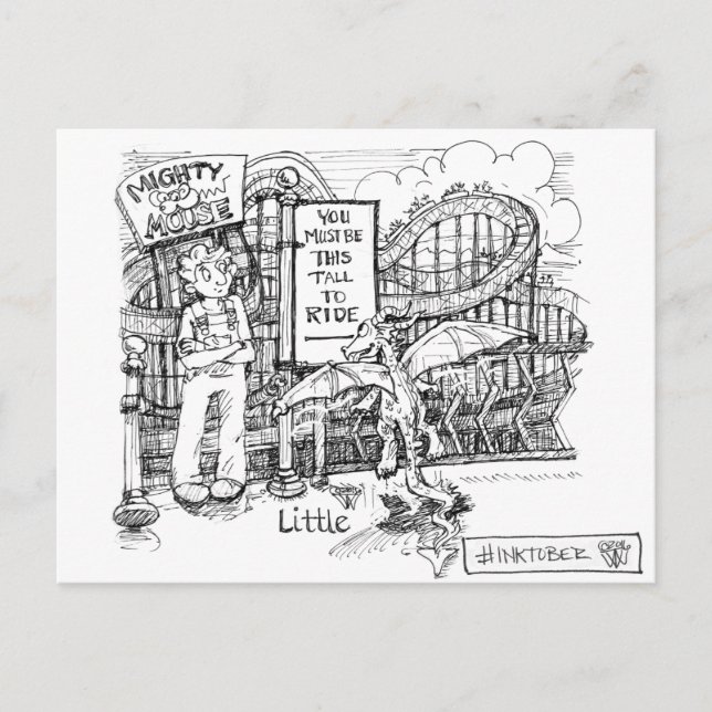 Cartão Postal Dragão pequeno no parque Theme (Frente)