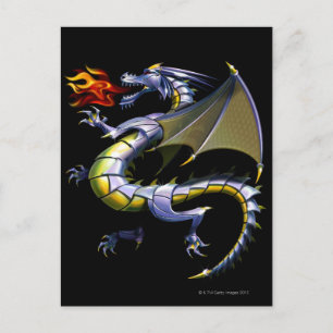 Cartão Postal Dragão que respira fogo