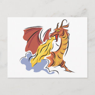 Cartão Postal dragão que respira fogo