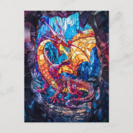 Cartão Postal Dragão que Respira o Fogo em Caverna