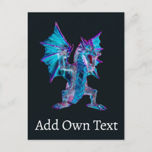 Cartão Postal Dragão Safira Labareda Wyvern Fera Magical do Infe