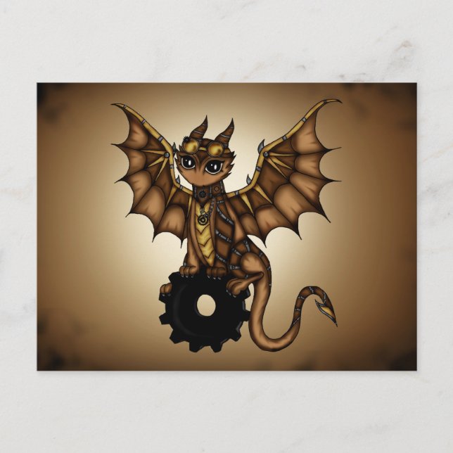 Cartão Postal Dragão Steampunk (Frente)