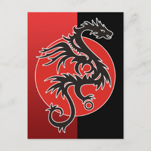 Cartão Postal Dragão Sun Power - preto vermelho e suas ideias