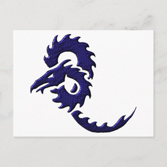 Cartão Postal Dragão Tribal Azul (Frente)