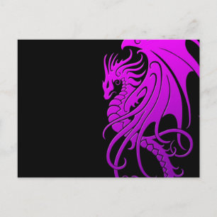 Cartão Postal Dragão Tribal Voador - roxo a preto