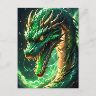 Cartão Postal Dragão Verde Flamejante
